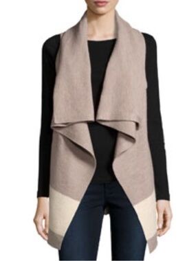 Joie Ligiere Taupe Belted Draped Wool Vest Size XS